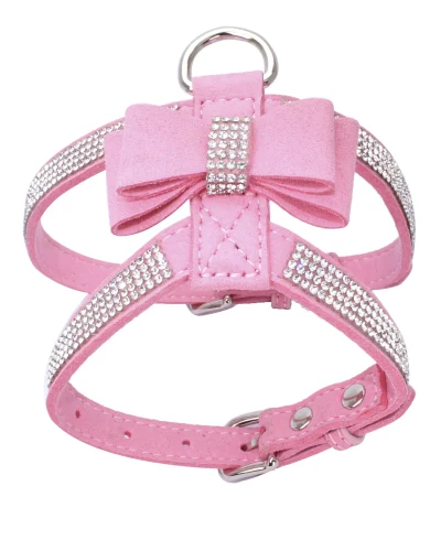Pet Cat Dog Puppy Velvet Leather Vest Harness With Rhinestone Bling Blink Butterfly Bow Fashion Pet Accessories