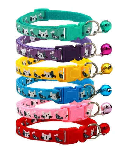 Pet Accessories Dog Cat Collar Bell Colorful Cats Pattern Adjustable Collars For Puppy Kitten DIY Small Animal