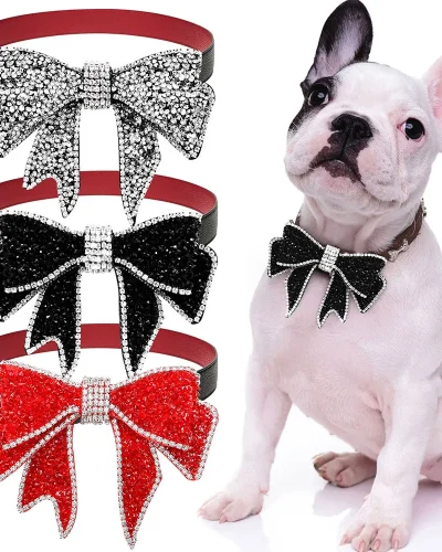 New Diomand Dog Bowtie Luxury Removable Bling Shining Grooming Pets Dogs Bow Tie Collar Accessories for Small Dogs Cat Products