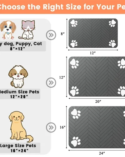 Pet Feeding Mat-Absorbent Pet Placemat for Food and Water Bowl, with Waterproof Rubber Backing, Quick Dry Water Mat for Dog Cat