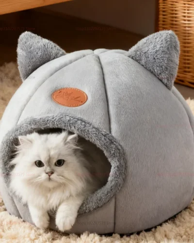 Warm Pet House For Cats And Small Dogs Semi Enclosed Kennel All-Season Comfortable Shelter Small Medium Sized Dog Bed Indoor