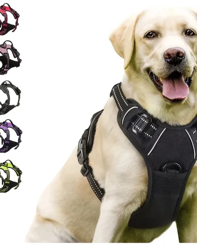 No Pull Dog Harness Front Clip Heavy Duty Reflective Easy Control Handle for Large Dog Walking