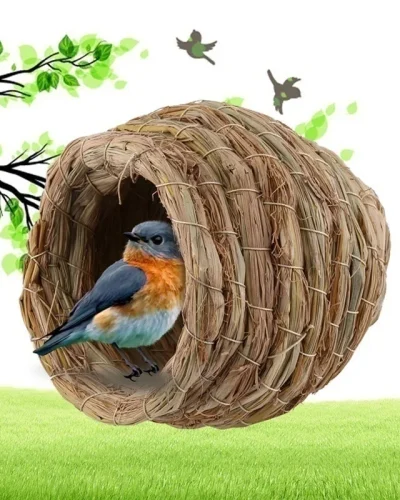 Hanging Hummingbird Bird House Bird's Nest in Straw Garden Nest Woven House Hut Straw Bird Birdhouse House Handwoven