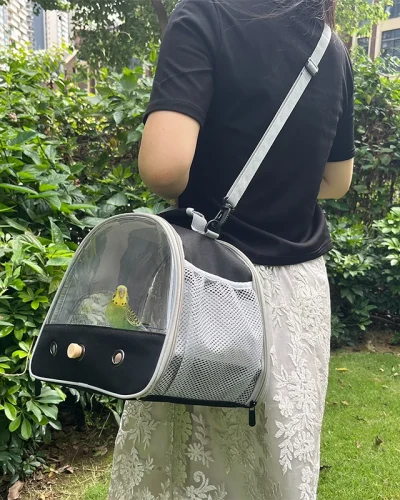 Portable Bird Cage Bag Breathable Parrot Carrier Foldable Parrot Cage Carrier with Perch Soft Mat Shoulder Strap Parrot Transfer