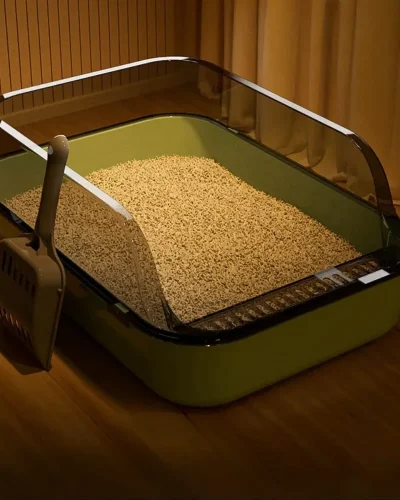 Open Cat Litter Box Thickening Pet Cat Toilet Semi-enclosed High Side Splashproof Pet Bedpans with Litter Scoop Cat Supplies