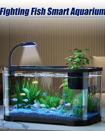 Small Aquarium Starter Kit Clear Desk Aquarium Silent Decorative Fish Bowl Fish Tank Starter Kits Home Decor For Betta Tortoise