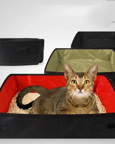 Fold Cat Litter Box Cat Portable Waterproof Outdoor Travel Pet Litter Box Dog Toilet Tray Folding Cat Litter Potty Pet Supplies