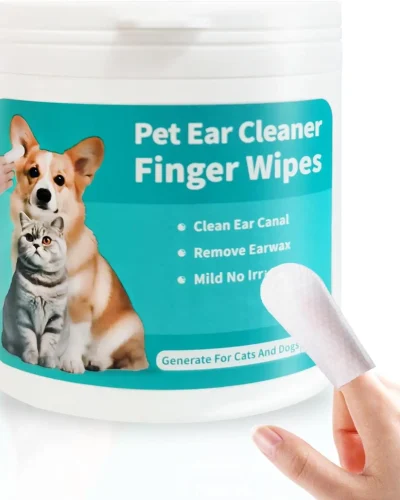 Pet Ear Wipes, Ear Cleaner Finger Wipes for Cats and Dogs, Soft & Easy Otic Cleaning Pads, Pet Supplies for Regular Soothing Odo