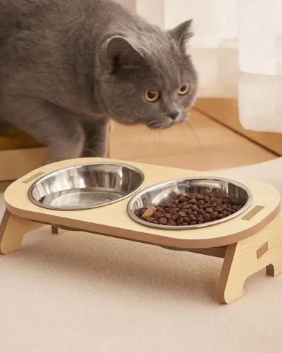 Cat Double Bowl Adult Cat and Kitten Porcelain Bowl Anti-knock Cat Food Bowl Ceramic Pet Bowl Cat Bowl Small Dog Bowl