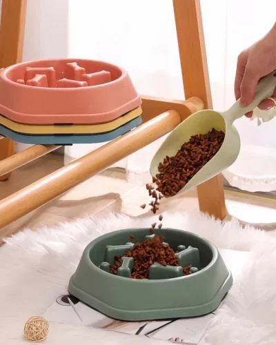 Pet Cat Dog Slow Food Bowl Fat Help Healthy Round Anti-choking Thickened And Non-slip Multiple Colors Shapes