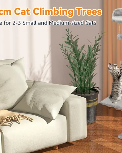 Passerscat Cat Tree Cat Tower With Toy For Indoor Cats Multi-Level With Scratching Posts Cat House Cozy Condo Padded Top Perches