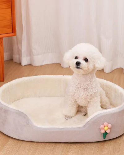 Dog Bed for Small Dog House Flower Cat Bed Fence Shape Pet House High Elastic Dog Basket Thickened Cat Kennel Pet Accessories