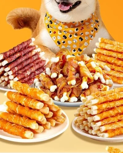 Training To Grind Teeth With Pet Treats Bite Resistant Nutritious Chicken Duck Wrapped In Cowhide Sticks Calcium Milk Sticks